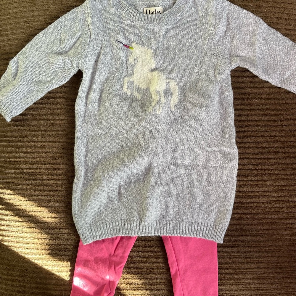Hatley Gray Sweater with White and Green Accents